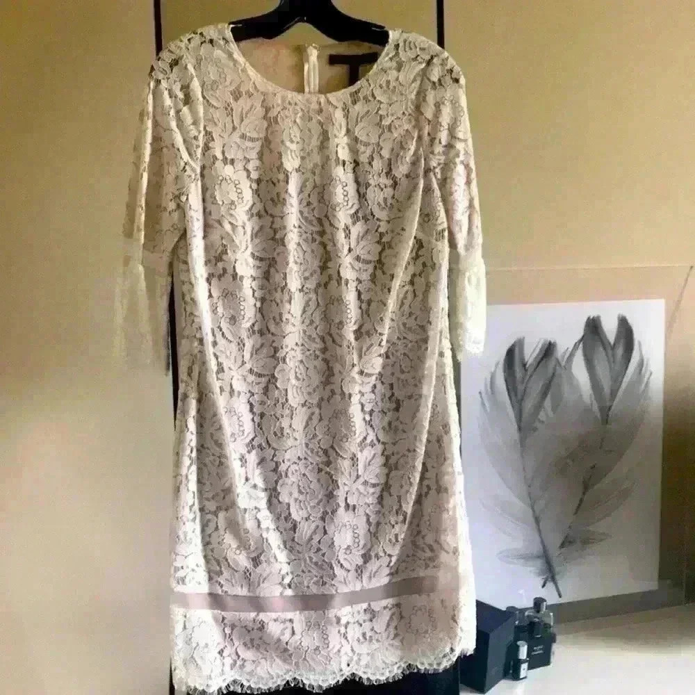 BCBGMaxazria Lace Evening Dress - Off White - Picture 3 of 12